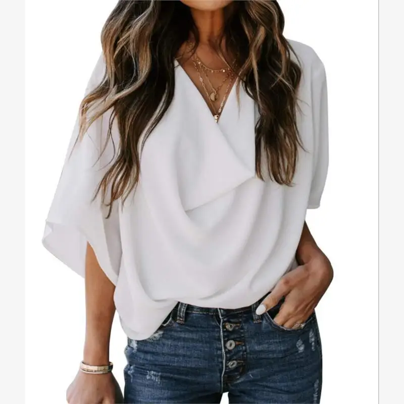 Verano viaje Casual suelto ort Sve irt Faionable azul claro Overhead Sle mujer ropa Premium Top