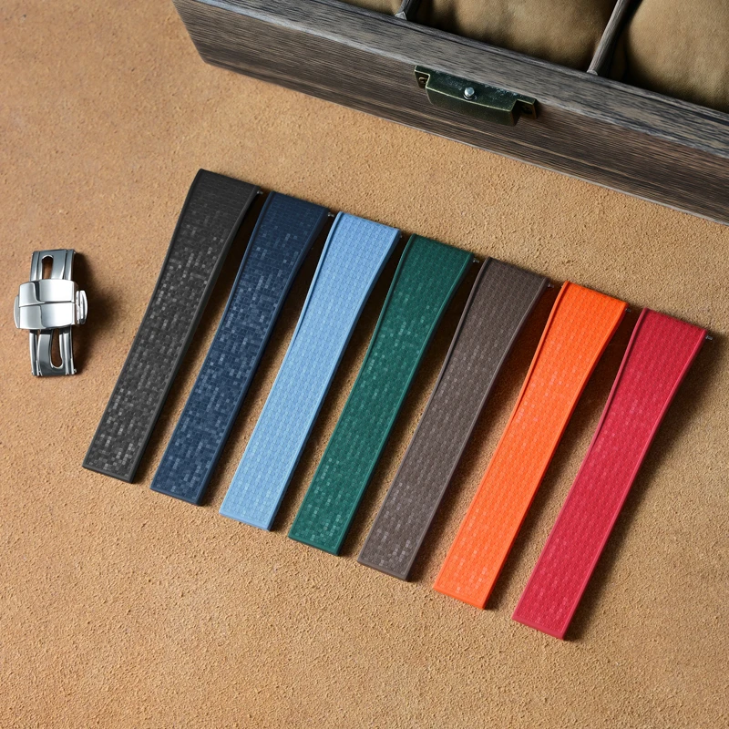 

Ремешок для часов из каучука FKM, размеры от 18 мм до 24 мм, для Rolex, Cartier, IWC, Apple Watch, с быстрым снятием.