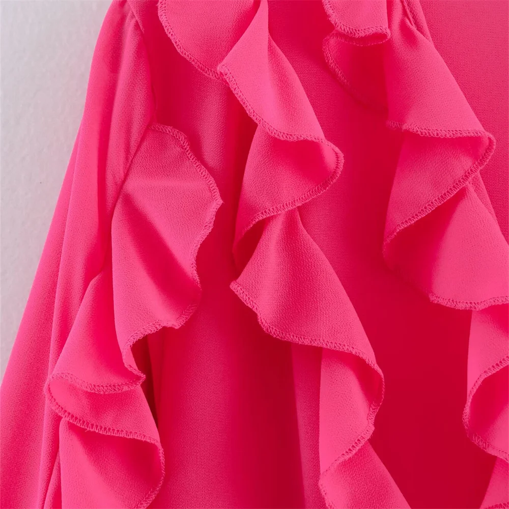 ชุดเดรสทรงเสื้อเชิ้ตโอเวอร์ไซส์ แขนยาว คอวี แต่งระบายหลายชั้น สไตล์ลำลอง แฟชั่นผู้หญิง สินค้าใหม่ประจำฤดูร้อน