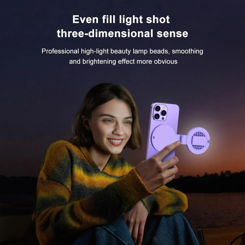 Hochwertige 3 Lichtmodi Selfie Light Clip Ring Light 180 °   Drehbarer, aufsteckbarer Selfie-Ring-Licht-wiederaufladbarer Selfie-Spiegel
