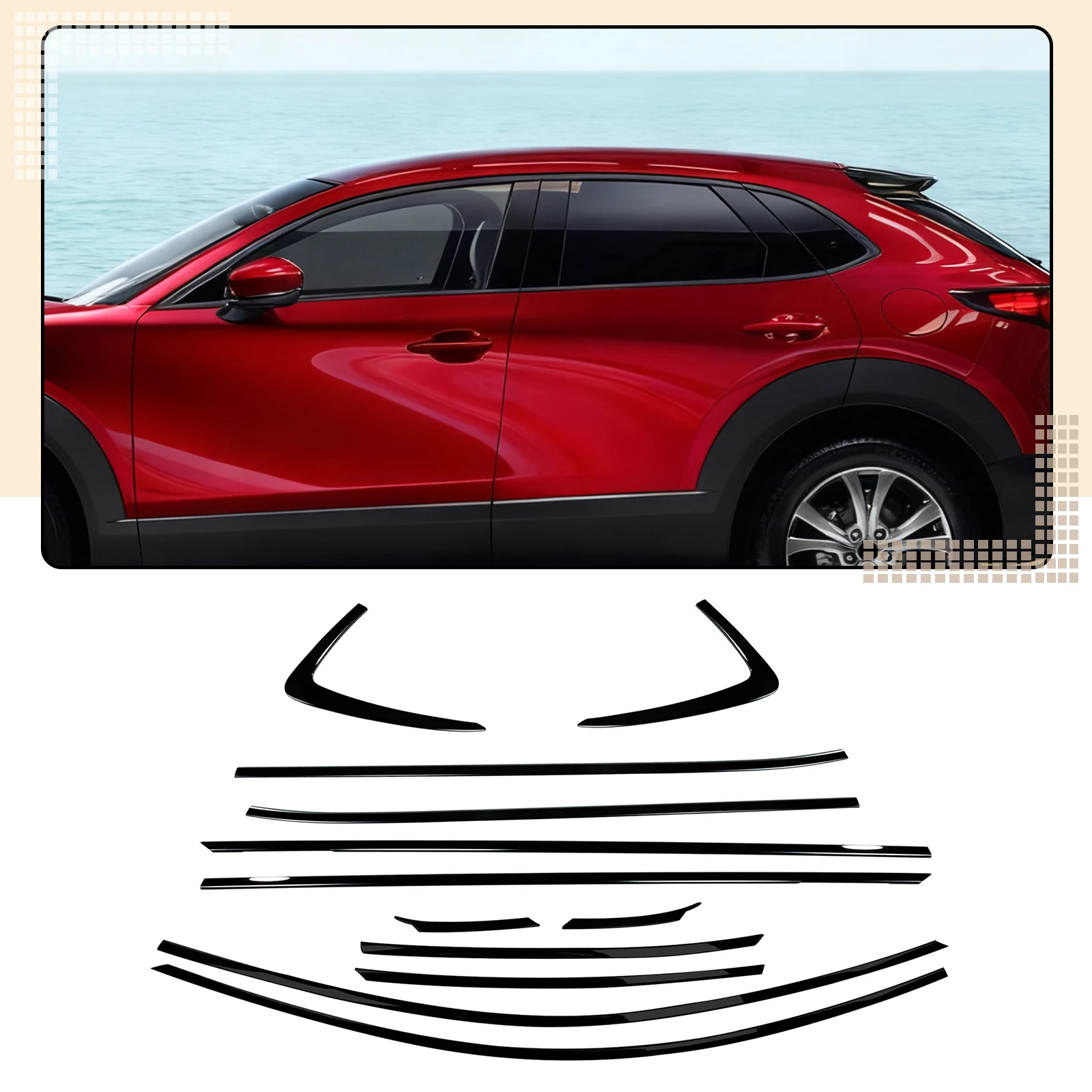 Gloss Black Buitenrand Afdichting Trim Deurframe Weerstrips Styling Cover Decoratief Voor 2019-2026 Mazda CX-30 - afbeelding 1