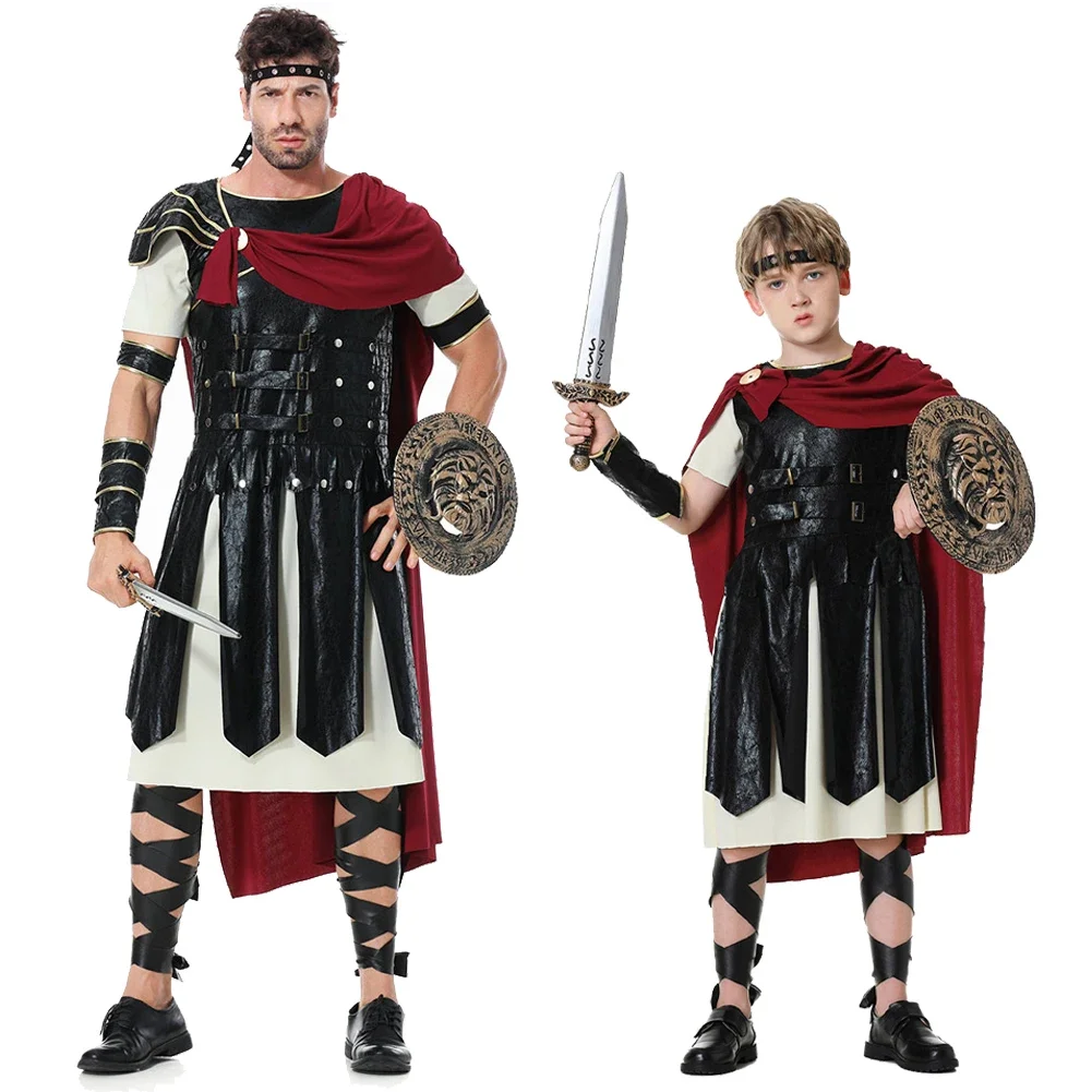 Римский гладиатор Косплей фантазия плащ ретро фильм костюм Маскировка для взрослых мужчин детей мальчиков смелый косплей ролевые фантазии наряд
