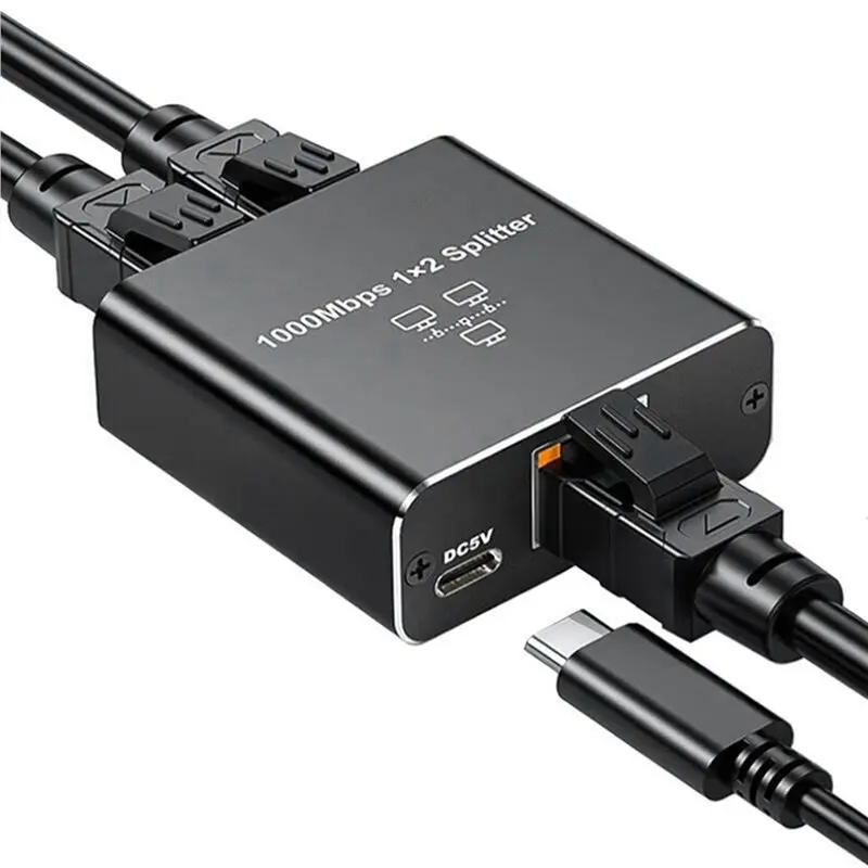 PHILE-4X 1 In 2 Out Gigabit Ethernet Splitter 1000Mbps High Speed RJ45 Network Extension Cable Connector Cat5/5E/6/7/8 Splitte