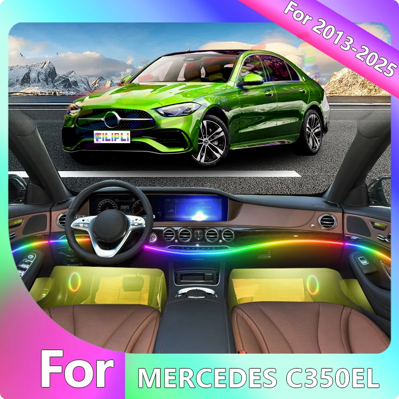 

FILIPLI For The MERCEDES-BENZ C350el For 2015 Multi Color Car LED Ambient Lights Cyberpunk Car Interior Light With APP Control