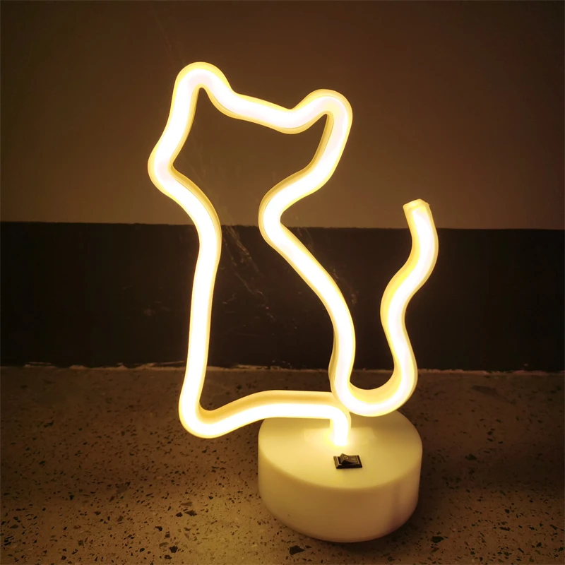 Cute Cat LED Neon Light Festival Decoration Luminous Neon Lamp Bedroom Living Room Party Home Decor Night Lamp