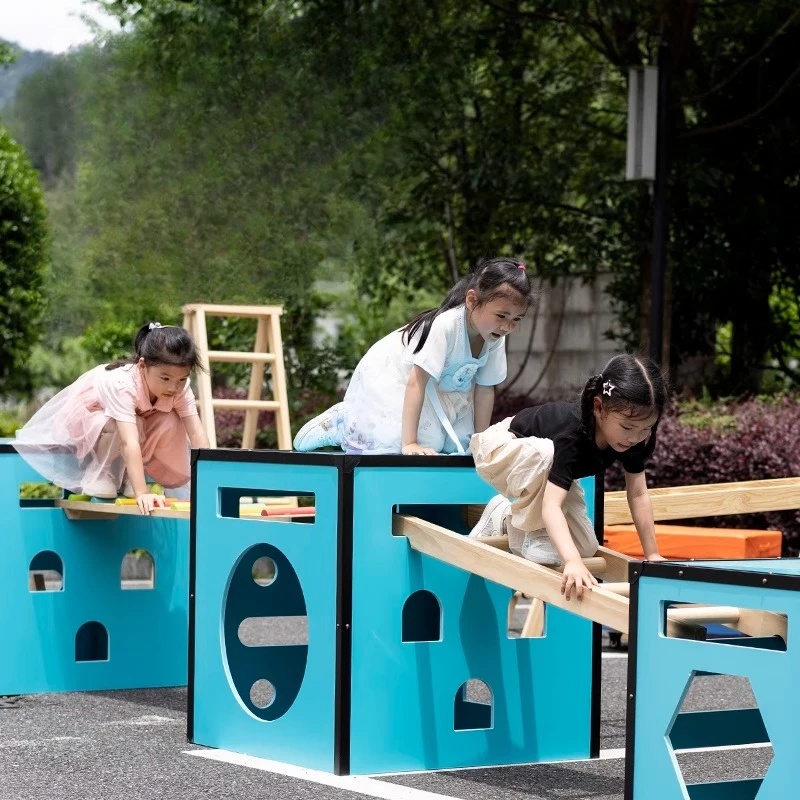 

Kindergarten Outdoor Anji Game Climbing Frame Combination Anji Box Balance Board Climbing Ladder Sensory Integration