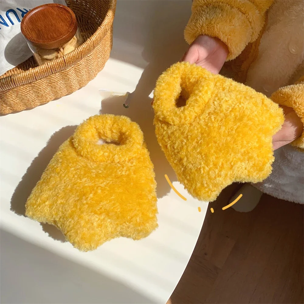 Warm Plush Funny Duck Claws Slippers for Women Winter Cartoon Cotton Shoes Full Coverage Yellow Color  Girls Indoor Home Slipper