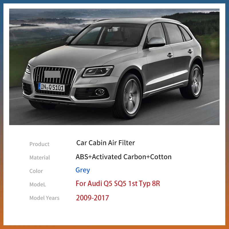 For Audi Q5 SQ5 1st Typ 8R 2009~2017 8K0819439B Car Accessories Activated Carbon Cabin Filter Auto Parts Tools PM2.5 Cleaner ABS