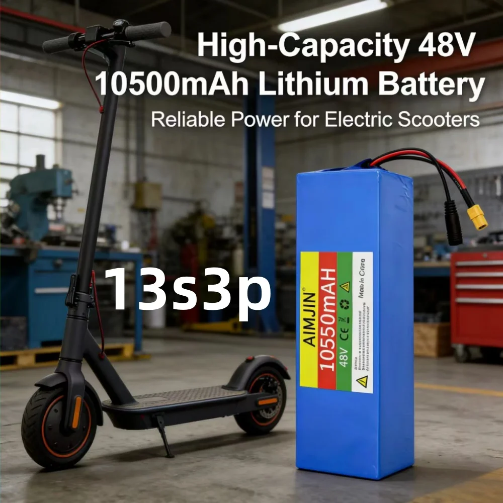 

48V 10500mAh Rechargeable Lithium-ion Battery 13S3P - High Capacity for Electric Scooter with BMS & 54.6V Charger