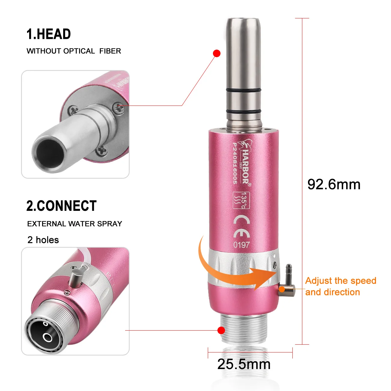 Pink Color Dental Low Speed Handpiece Straight Contra Angle Fit For Air Turbine Dental Lab Equipment Micromotor Polishing Tool