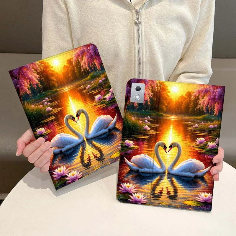 

Swan Sunset Lake Lotus Tablet Case For Legion Xiaoxin Pad P12 Pro Y900 GT 2023 2025 12.1 12.7 14.5 inch