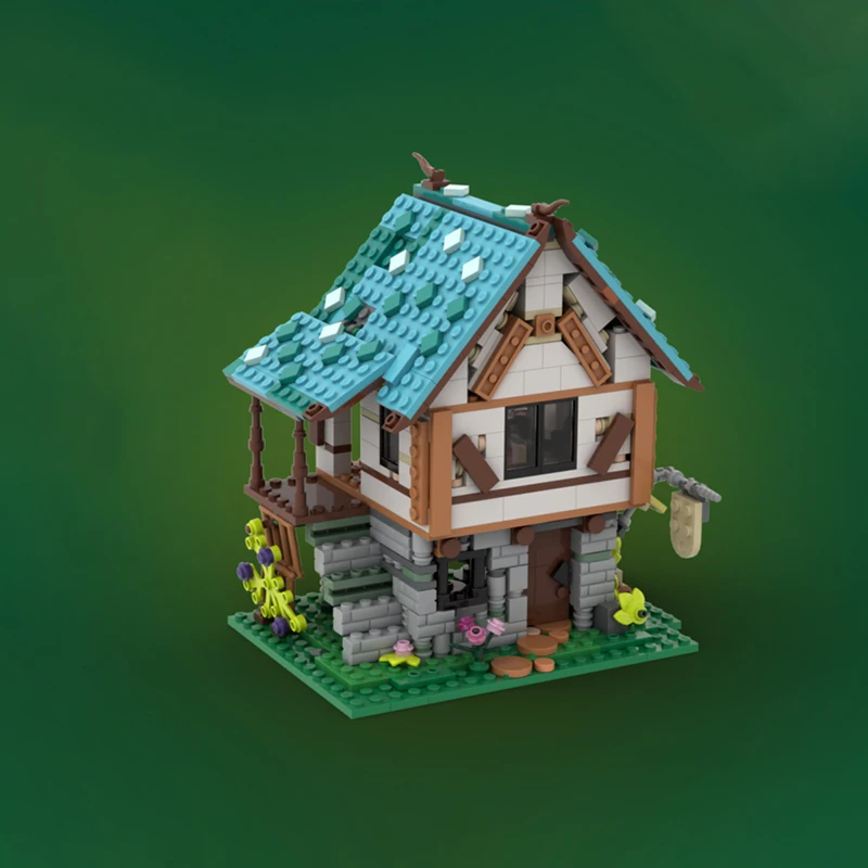 Modèle de vue sur la rue médiévale, briques de construction MOC, magasin de forgeron, technologie modulaire, cadeaux de vacances, assemblage de jouets pour enfants, costume