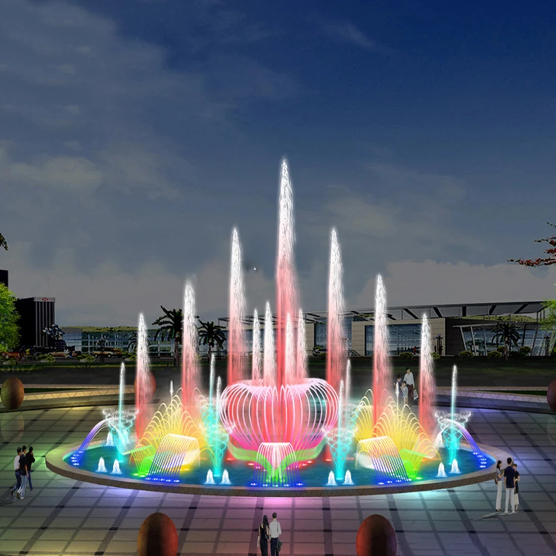 Personalização de equipamentos de construção e design de paisagem de fonte controlada por som controlada por programa