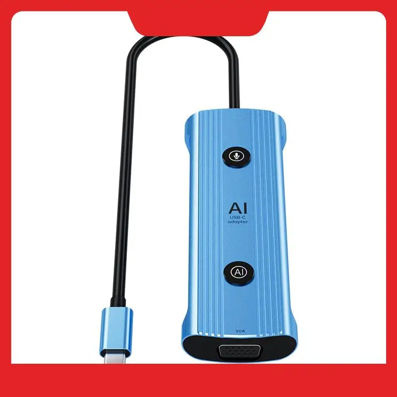 Ai USB-C Adapter Smart Type-C Docking Station,13-In-1 Hub AI Voice Docking Station VGA USB RJ45 SD/TF 3.5Mm PD3.0