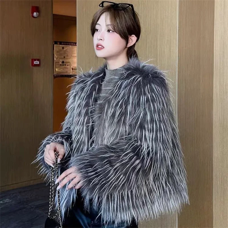 2024 Fashion Top And Rich High Sense Little Furry Mink Fur Coat Warm Ladies Coat Autumn And Winter New Temperament Jacket