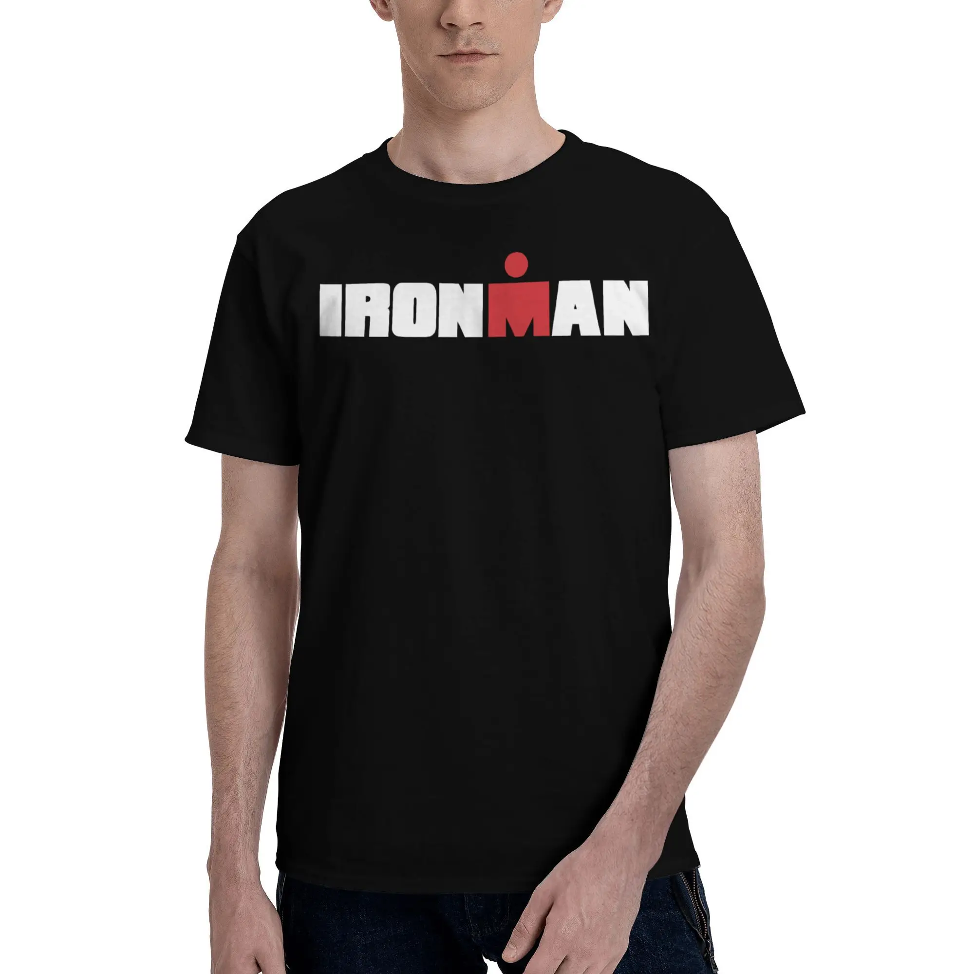 Yaer – t-shirt à manches pour hommes, Design rouge Simple et géométrique sur fond blanc, potentiellement symbolique, 2025