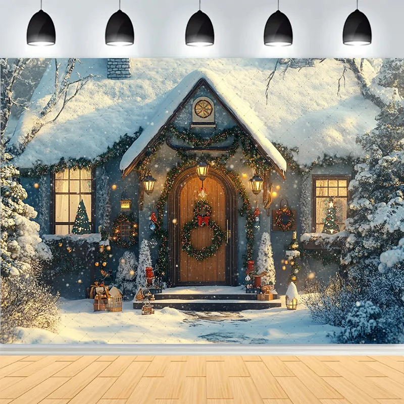 Winter Merry Christmas Festive Windows Photography Background Snowflakes Birthday Party New Year Photo Studio Backdrops PL-14
