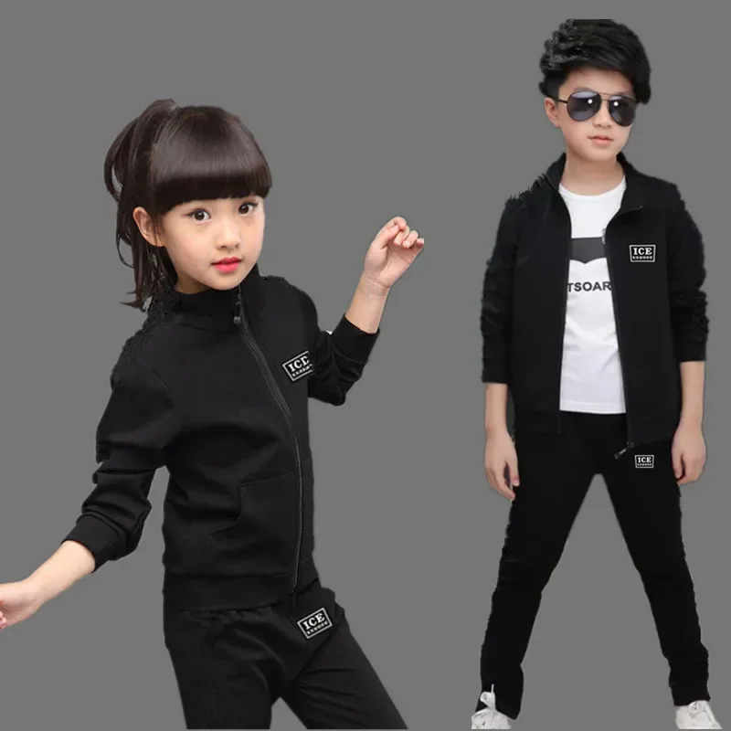 2023 teens autumn winter Girls boys Teenager tracksuit sport unsex zipper Coat Jacket + sportswear pants 5 6 7 8 9 10 11 year