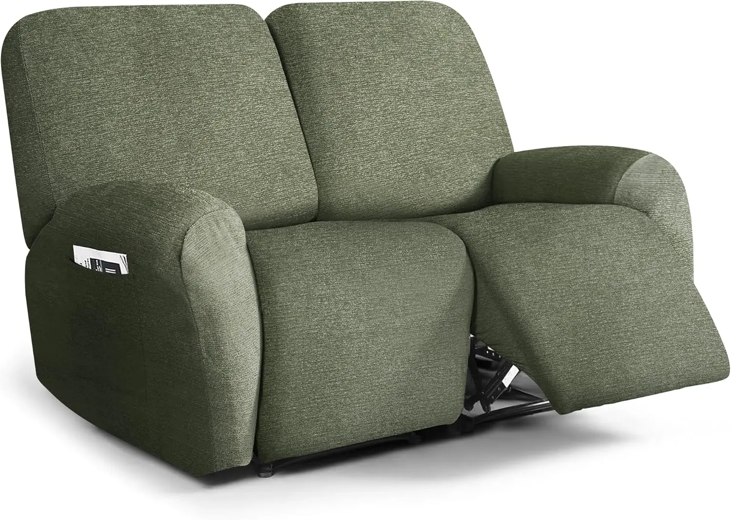 

Recliner Chair Covers 6 Piece Stretch Couch Covers Slipcovers Furniture Protector with Stripe Jacquard Washable for Pets (Green)