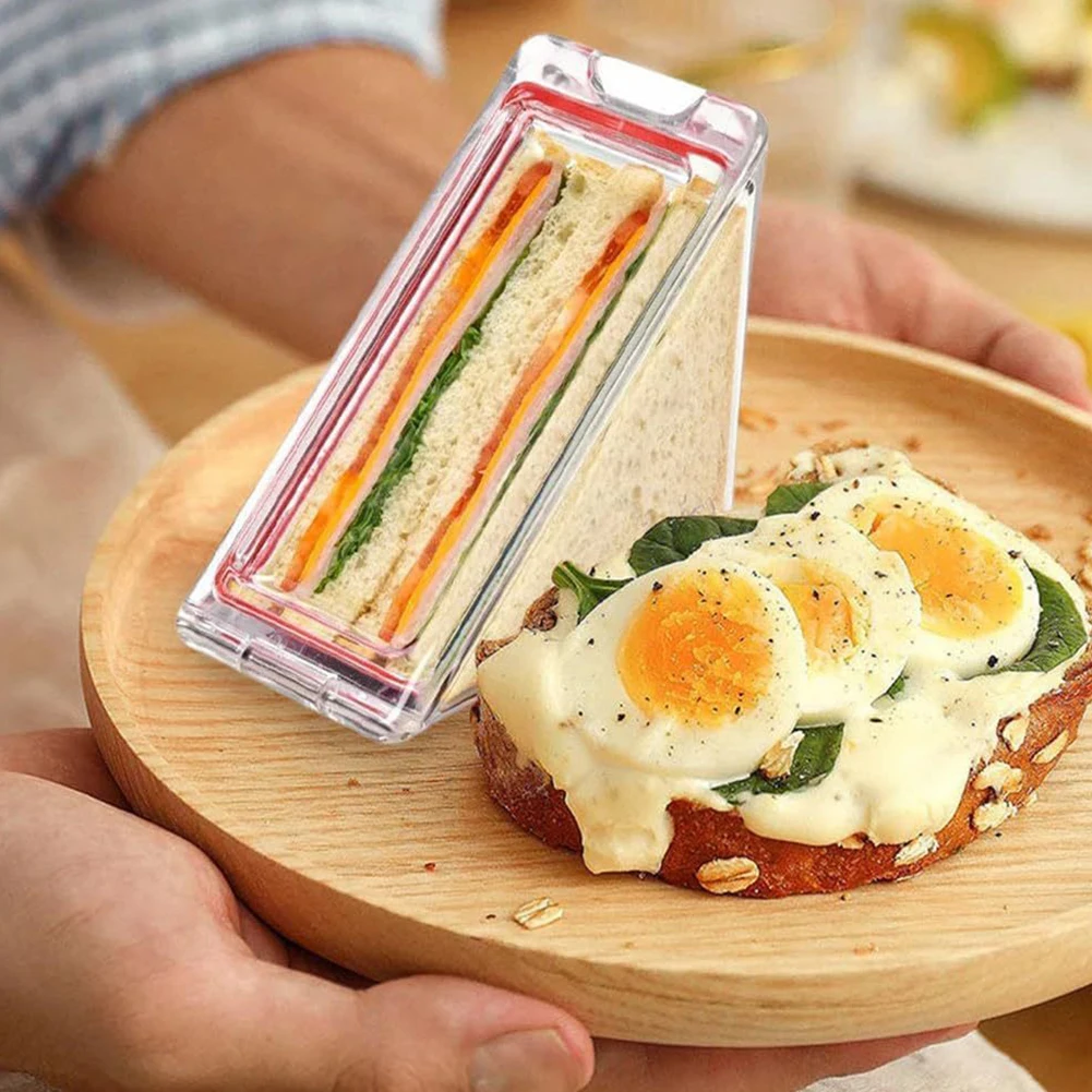 Triangle Sandwich Container Reusable Sandwich Wedge Boxes Leak-Proof Triangle Sandwich Holder for Fruit Cake