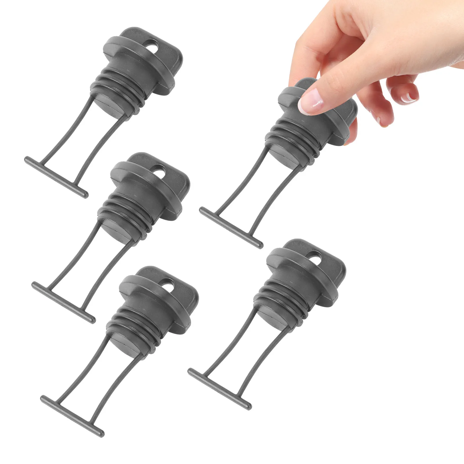 

Комплект из 5 универсальных конических заглушек для сливных отверстий лодок и каяков, черные, для дренажа корпуса судна