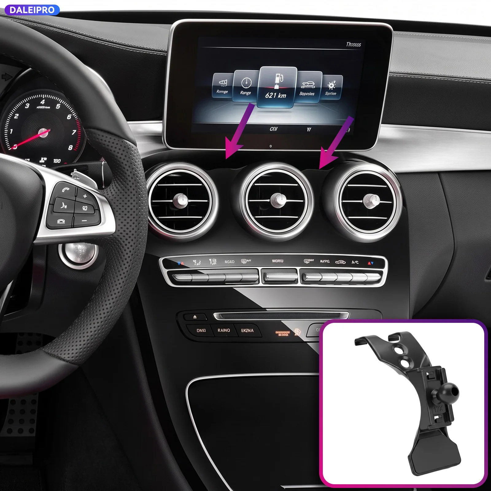 For Mercedes-Benz C-Class W205 2015-2021 GLC X253 Vehicle-Specific Phone Holder Base Smart Car Phone Mount 66W Charging Holder