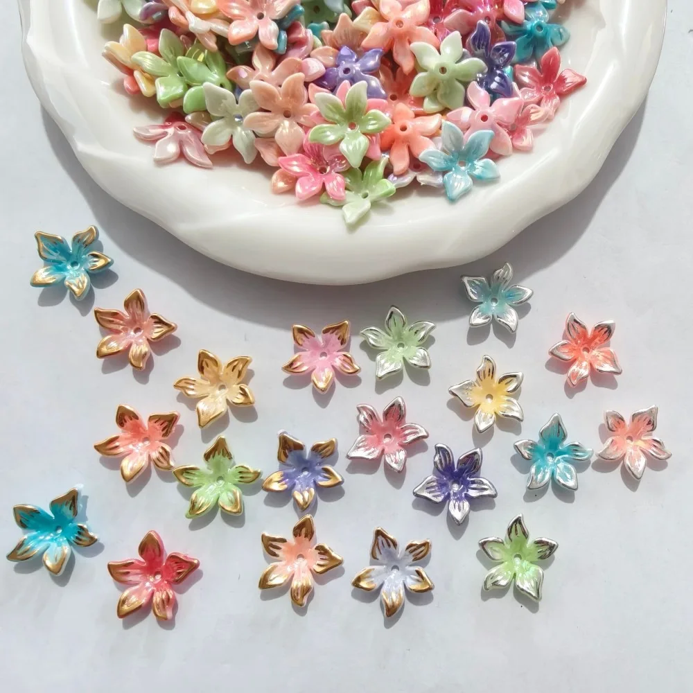 30/50/100Pcs, 20mm, Acrylic, Bicolor, AB Plating, Lily, Transparent, Trumpet, Wreath, DIY, Beads, Loose Beads, Accessories,