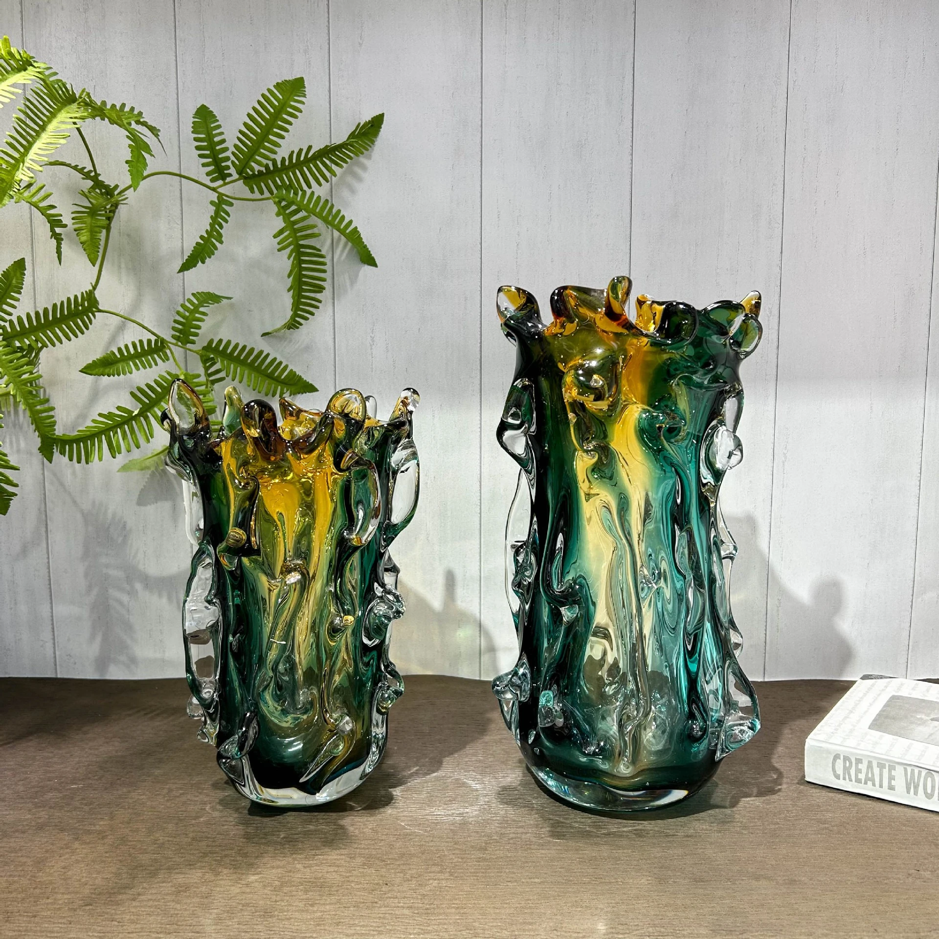 New creative special-shaped gradual change glazed vase home desktop light luxury soft decoration hotel model room decoration