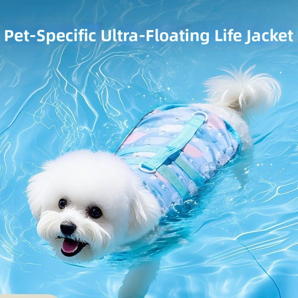 Adjustable Dog Life Jacket High Buoyancy Waterproof Dog Lifesavers Swimsuits Secure Fit Thick Sponge Pad Pet Safety Vest Beach view 3