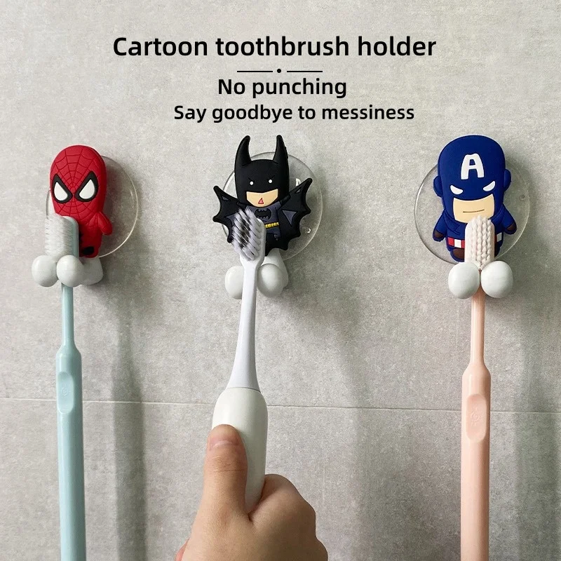 Anime Figure Cartoon Spiderman Hulk kids Toothbrush Holder Frozen  Wall Mounted Shelf Bathroom Toys Gifts