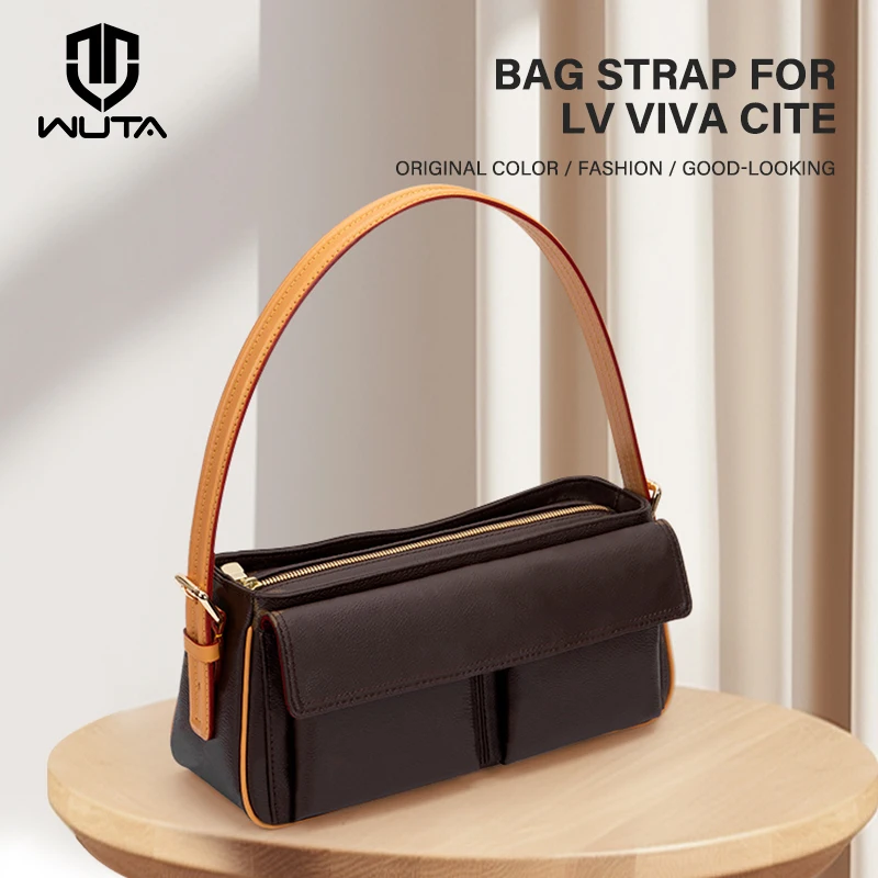 WUTA Vachetta Leather Bag Strap Replacement for LV VIVA CITE PM MM Top Layer Cowhide Underarm Crossbody Purse Strap Handbag Belt