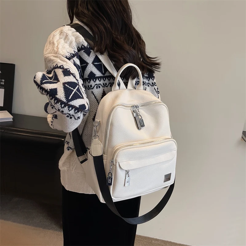 New Luxury Pu Leather Backpack Women Soft Shoulder Bag Ladies Large Capacity Travel Backpacks School Bags Girls Mochila Feminina