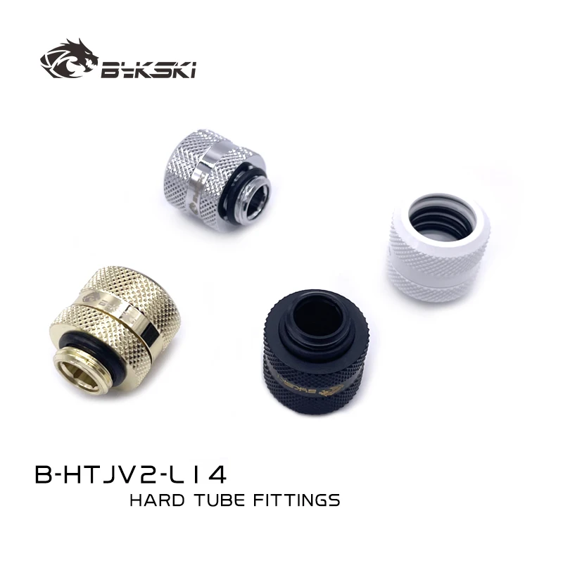 Bykski G1/4'' Hard Tube Fitting OD12mm/OD14mm/OD16mm Hand Compression Copper Joint Use for PMMA / PETG Rigidity Pipe/B-HTJV2-L14