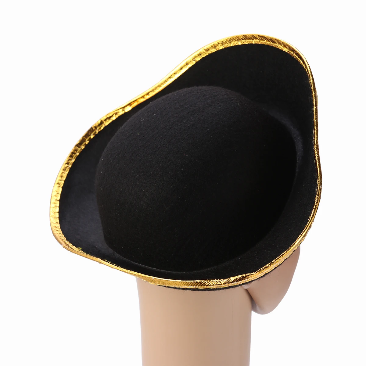 

2Pcs Skull Printed Felt Hat Golden Rim Pirate Triangular Cap Halloween Cosplay Party Costume Accessory Man Woman DIY Costumes