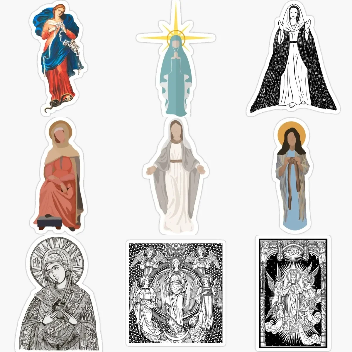 

Virgin Mary Jesus Christ Creative PVC Waterproof Stickers Accessories for Decorate Car Wall Room Van Suv Table Bicycle Off-road