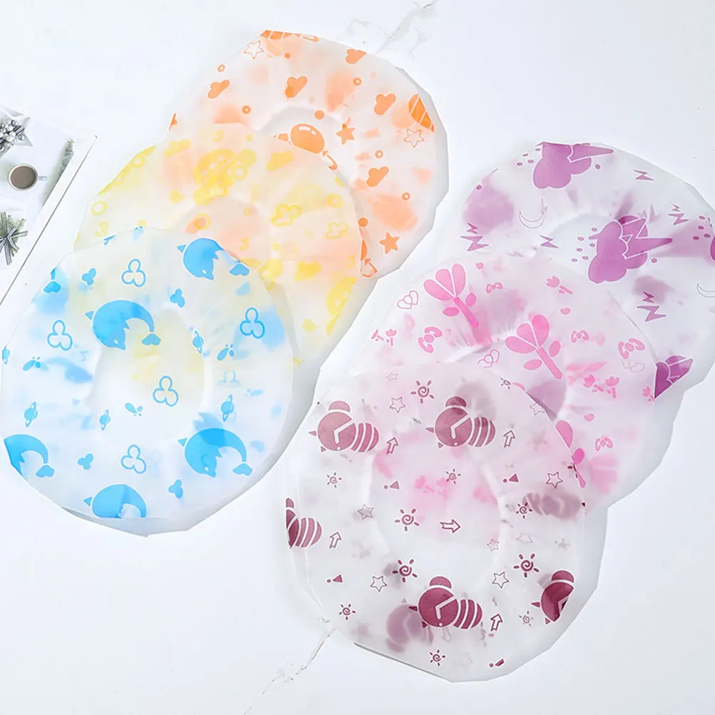 

30pcs Shower Cap Frosted Print Elastic Opening Reusable Waterproof Hair Protection Bath Bonnet Kids Toddler Men Women