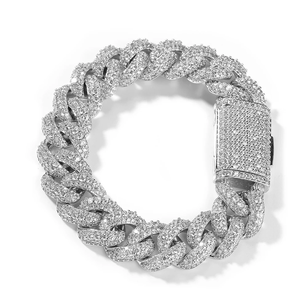 UWIN 18mm Heavy Miami Cuban Chain Bracelets Iced Out Full Cubic Zirconia Stones Fashion Jewelry for Rappers