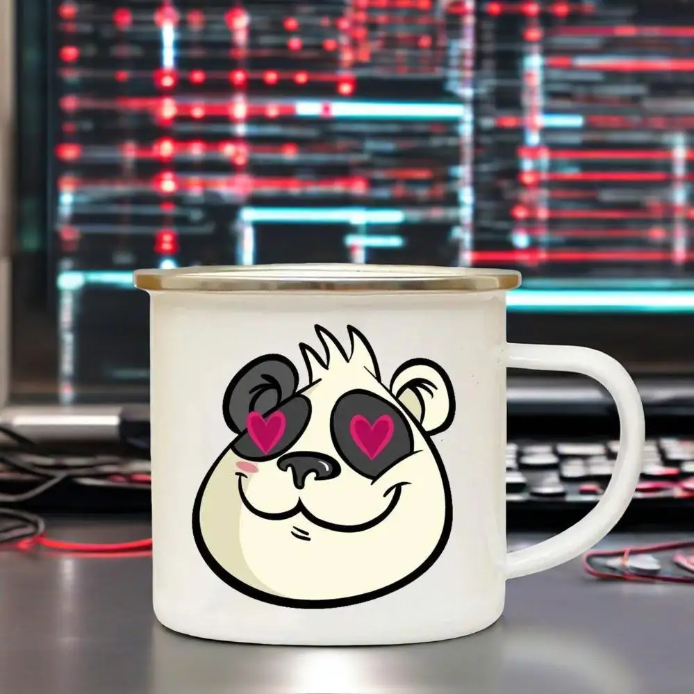 

Panda Bear Mug Girlfriend Gift Ideas Cute Coffee Mug Panda Gifts Camper Decor Camping Enamel Mug Birthday Gifts for Friend