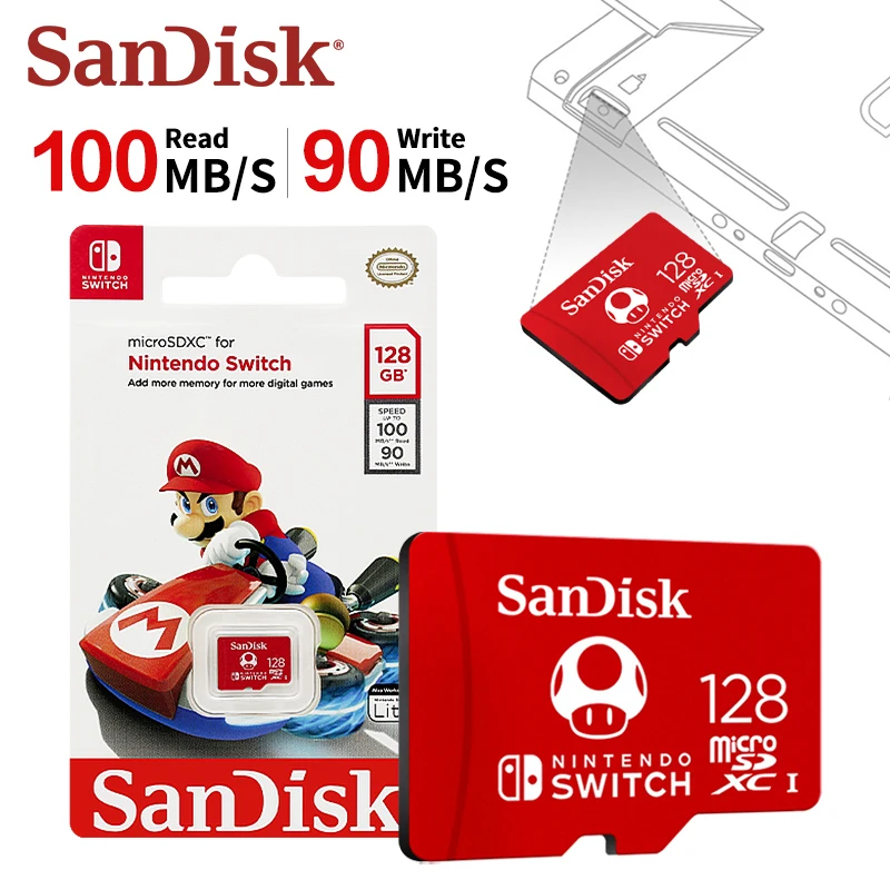 بطاقة سانديسك الأصلية 512 جيجابايت 256 جيجابايت مايكرو SD لنينتندو سويتش 64 جيجابايت 128 جيجابايت بطاقة الذاكرة المعتمدة موضوع بطاقة فلاش عبر #3