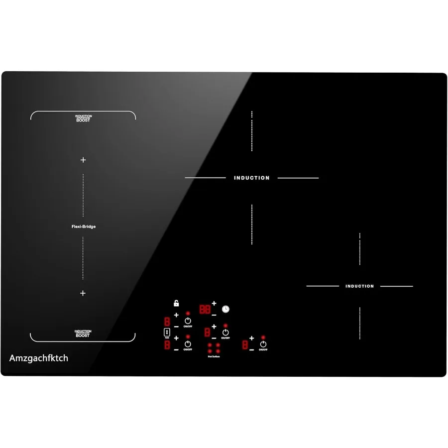 

30 Inch Induction Cooktop - 4 Burner Built-In Electric Stove with Bridge-SYNC Booster Timer Child Lock 9000W 220-240V Hardwired