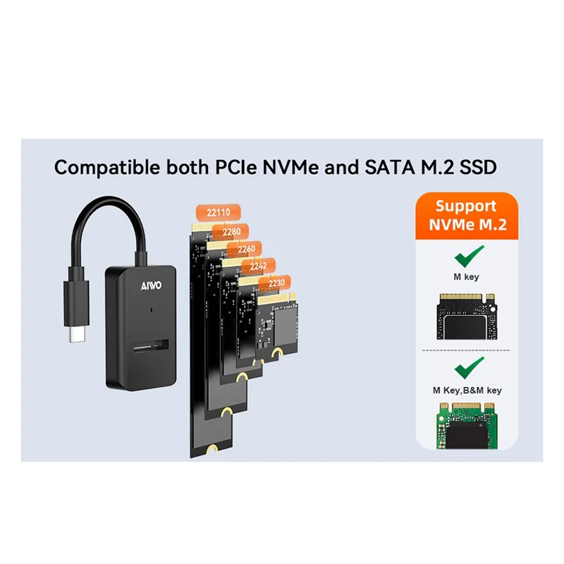 

Ingenious-10Gbps M.2 NVME SSD Enclosure Case Type-C M2 PCIE NVME SSD Adapter Tool-Free Supports M And B M Keys 2230/42/60/80