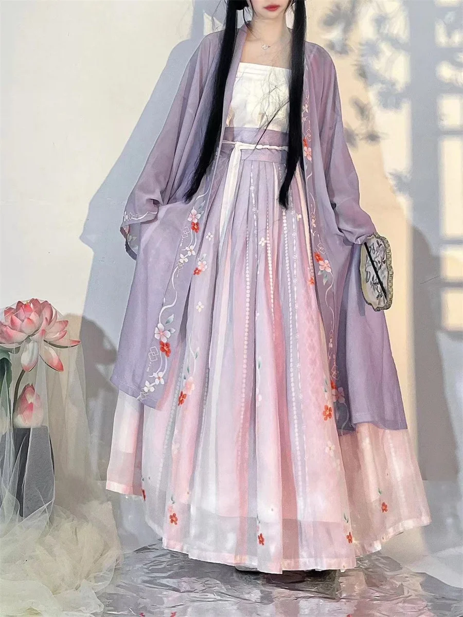 

Hanfu Women Chinese Traditional Cosplay Costume Ancient Song Dynasty Hanfu Dress Spring purpul Sets Plus Size XL
