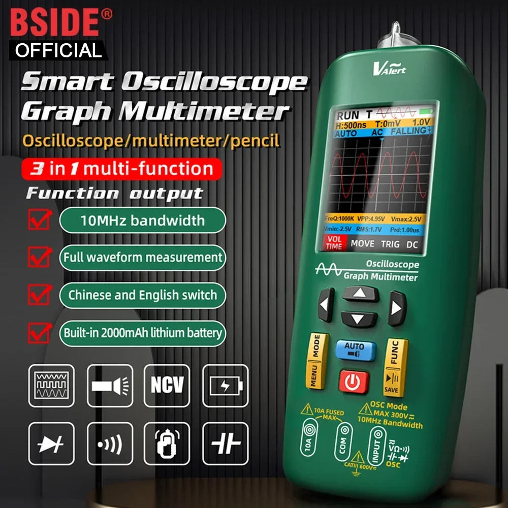 Multimetro oscilloscopio portatile Multimetro digitale professionale DC AC Elettricista Corrente Capacità Ohm Diodo Tester BSIDE O1