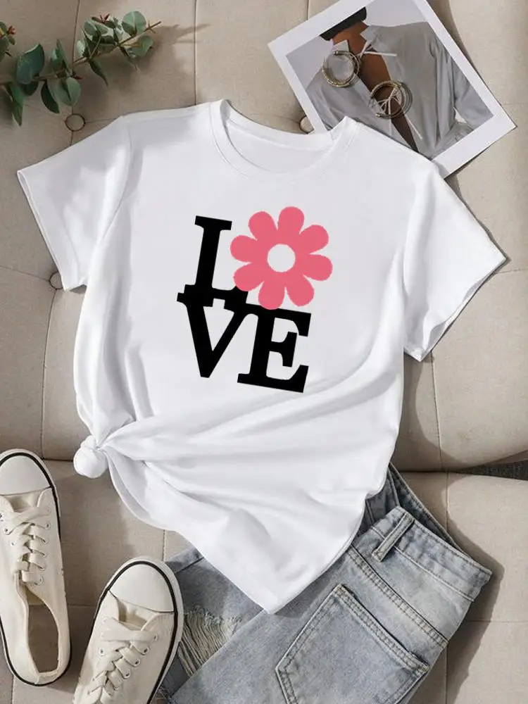 Camiseta com decote em O feminino, roupa feminina, estilo floral, libélula, estampa aquarela, topo gráfico, moda casual, manga curta