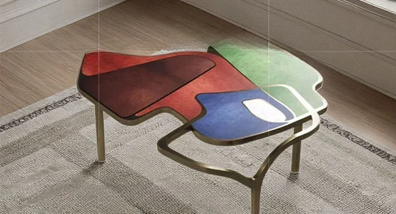 Coffee table living room home, modern design, irregular color stainless steel
