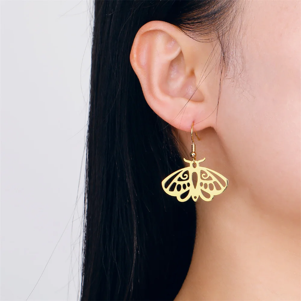 

Stainless Steel Dangle Earring for Women Girls Moth Pendants Drop Earrings Fashion Charms Party Jewelry Best Gifts Wholesale