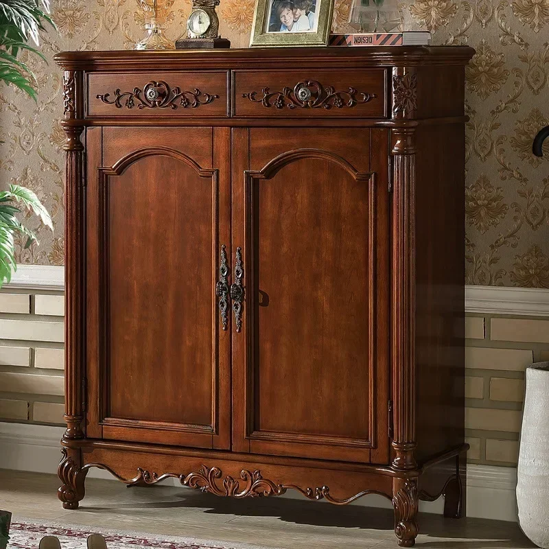 American shoe cabinet Solid wood household shoe cabinet European retro locker
