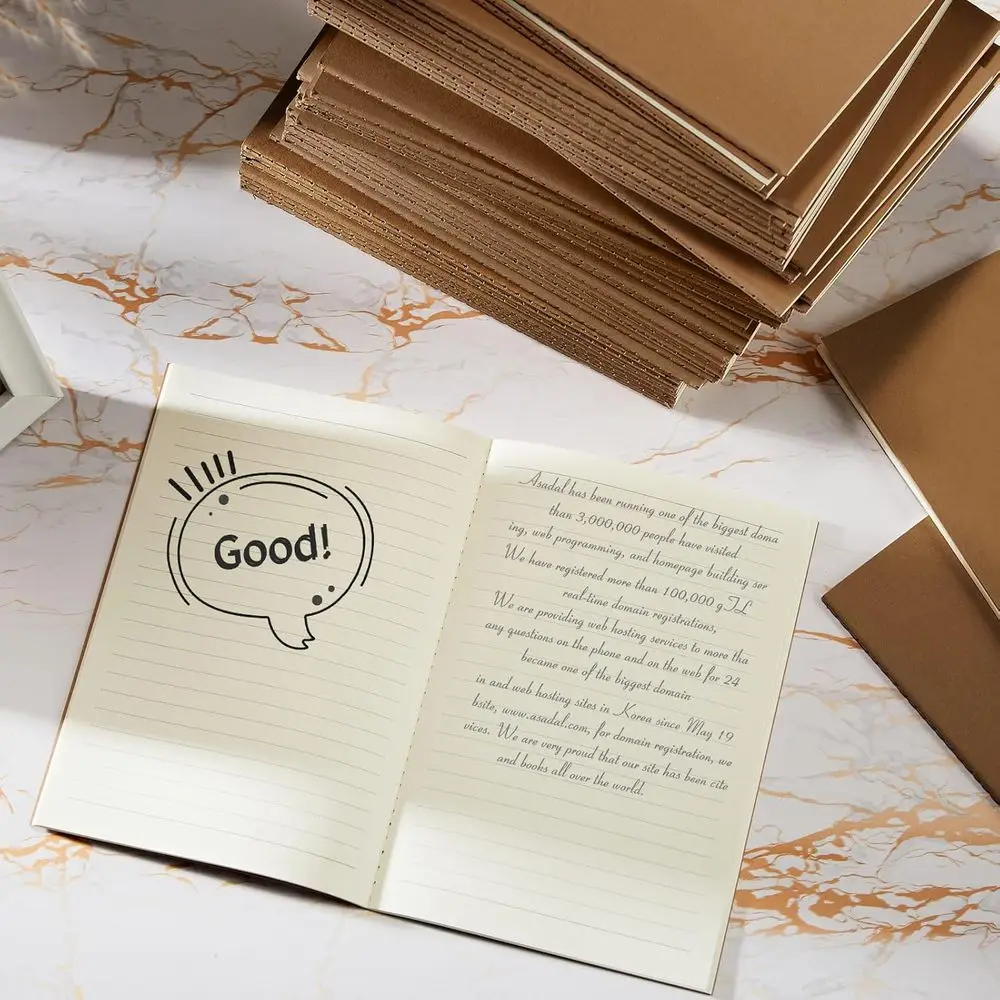 دفاتر ملاحظات كرافت مقاس A6، 150 قطعة، 5.82 × 4.13 بوصة، 48 صفحة، مبطنة، غطاء ناعم، بني داكن للأطفال والطلاب #3