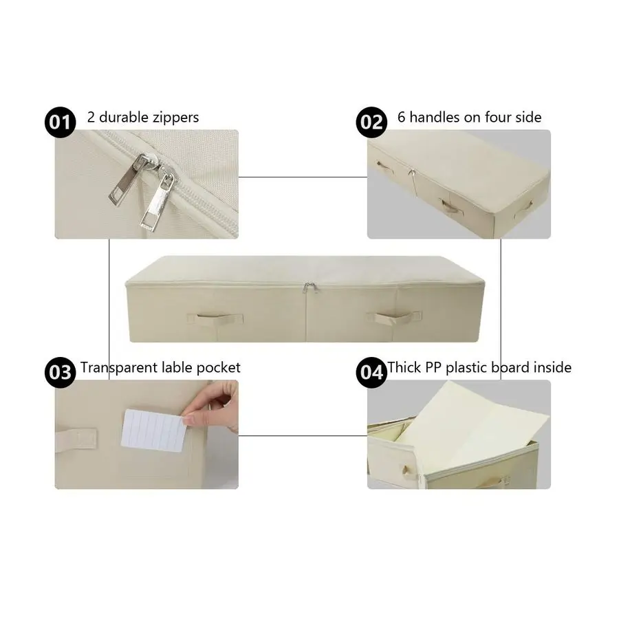 Pack de 2, conteneurs organisateurs de rangement pliables ultra-longs 39,4 x 16,9 x 7, lavables sous le lit pour vêtements, chaussures, idée de literie