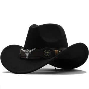 Westliche Cowboyhut -Männer schwarze Wolle, Gentleman Jazz Sombrero Hombre Cap, Papa Cowboyhut, neu, Größe 56 bis 58 cm 10 Hauptverkäufe Vaquejada Cap - №8